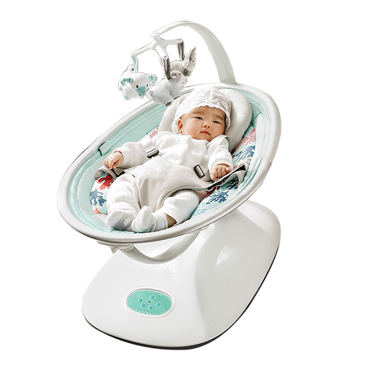 Baby Swing with Music Speaker, Preset Lullabies, 5 Point Harness Belt, 5 Speeds and Remote Control for Inside and Outdoor