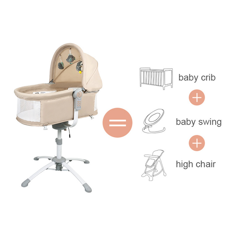 Modern Multifunctional 3 In 1 Baby Cradle Swing Bassinet Baby Bed Newborn Rocking Chair Electric Rocker Baby Crib With Music Toy