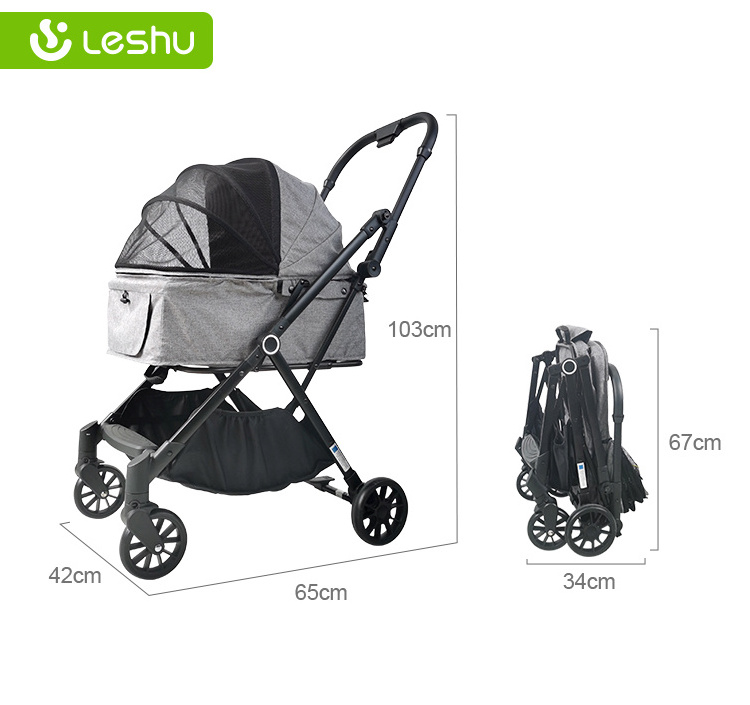 Factory Wholesale Cheap 4 Wheel Small Pet Stroller Travel Pram Pet Dog Stroller 3 In 1 Cat Dogs Strollers