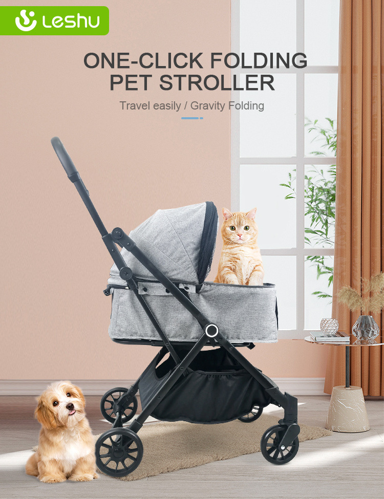 Factory Wholesale Cheap 4 Wheel Small Pet Stroller Travel Pram Pet Dog Stroller 3 In 1 Cat Dogs Strollers