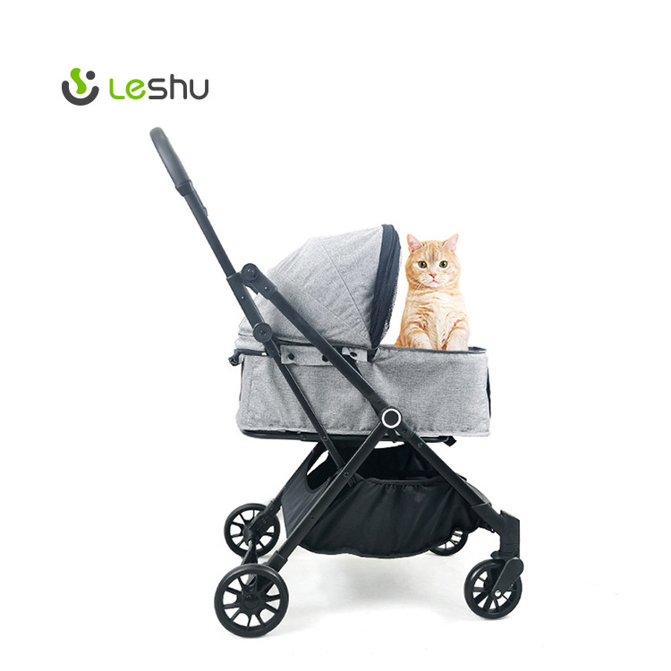 Hot Sale Pet Trolley Carrier Easy Auto Folding Stroller Light Pram Travel Luxury 4 Wheels 2 In 1 Pet Stroller For Small Cat Dog