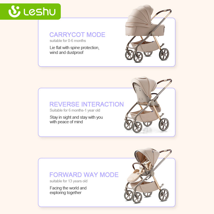 New Design Baby Carriage High Landscape Luxury Baby Pram OEM Manufacturer Poussette Carrinho De Beb 3 In 1 Stroller For Baby