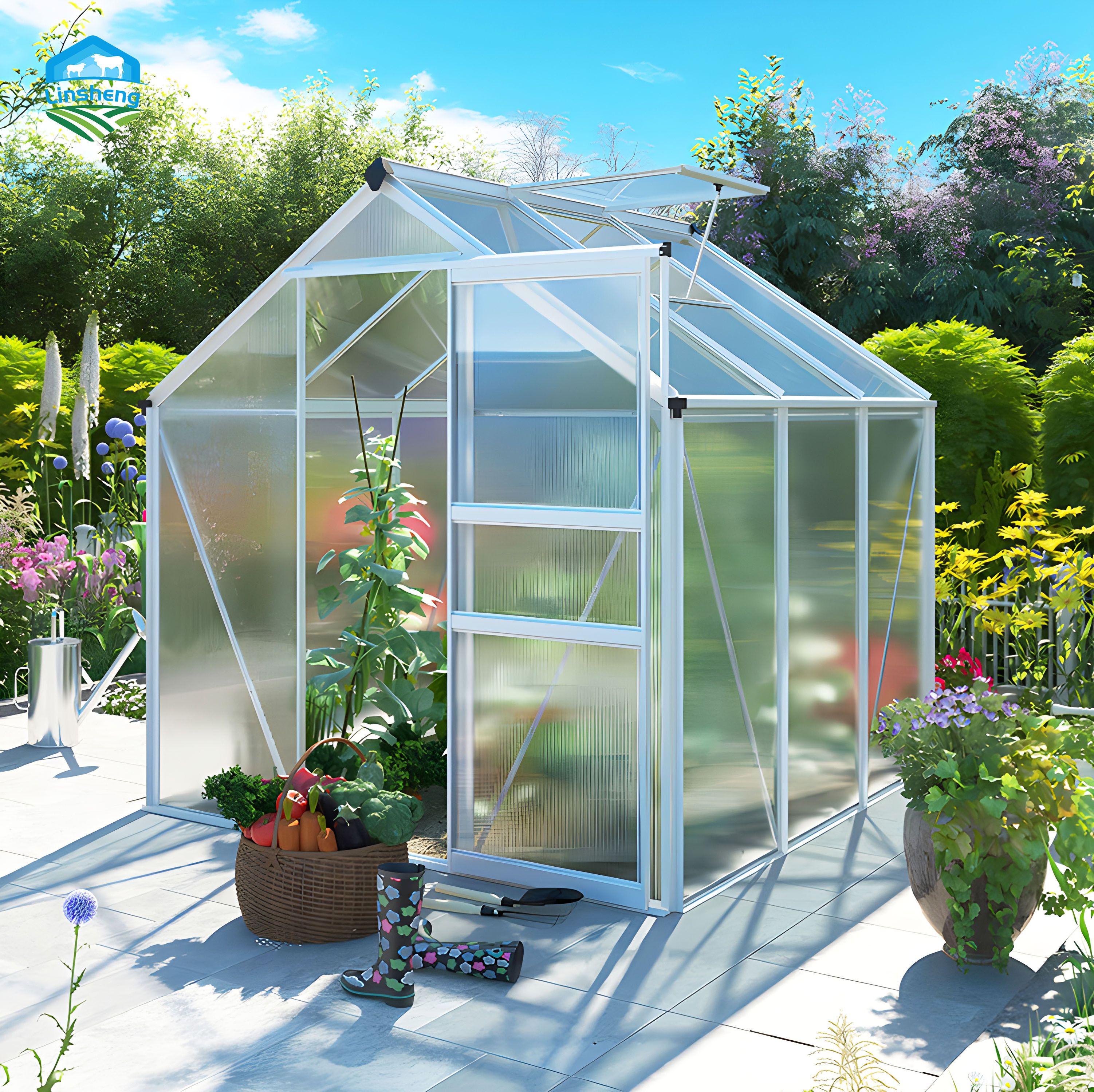 OEM Custom Size Outdoor Patio Gazebo Aluminum Glass House Sunroom Garden House greenhouse green house garden