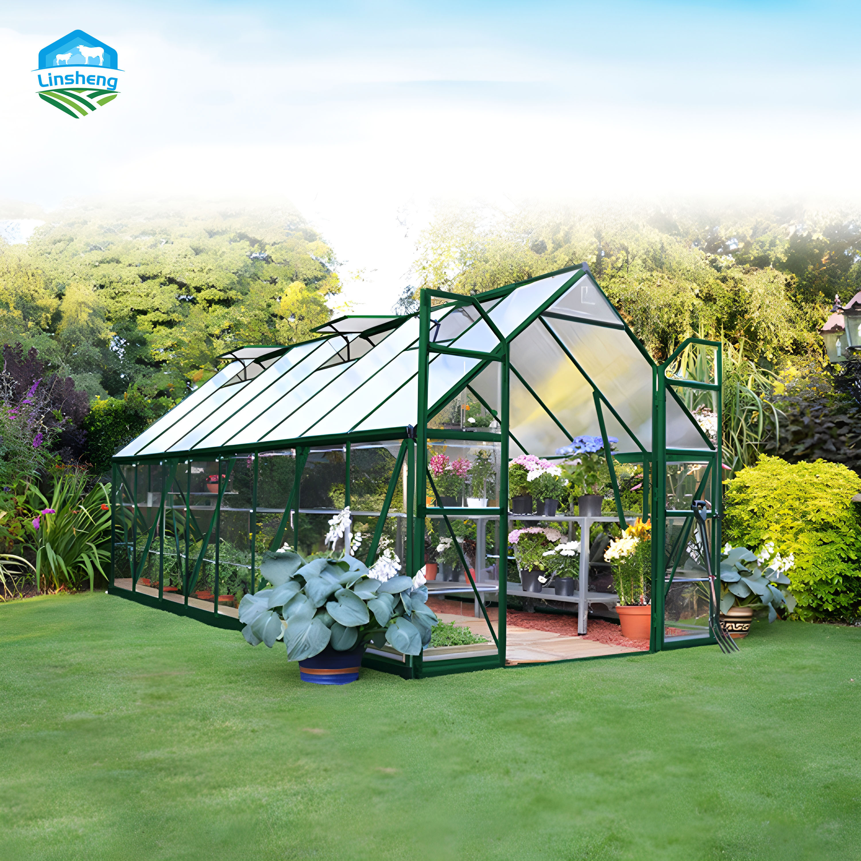 OEM Custom Size Outdoor Patio Gazebo Aluminum Glass House Sunroom Garden House greenhouse green house garden