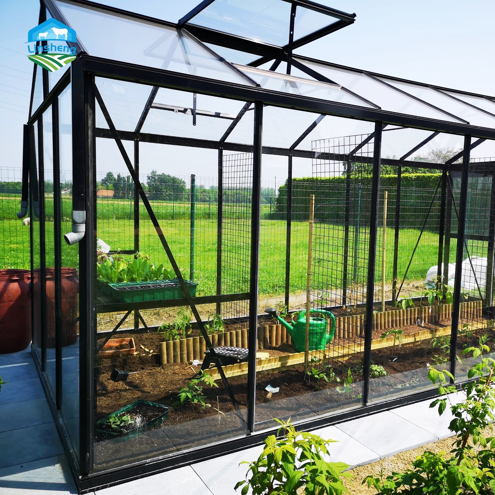 OEM Custom Size Outdoor Patio Gazebo Aluminum Glass House Sunroom Garden House greenhouse green house garden