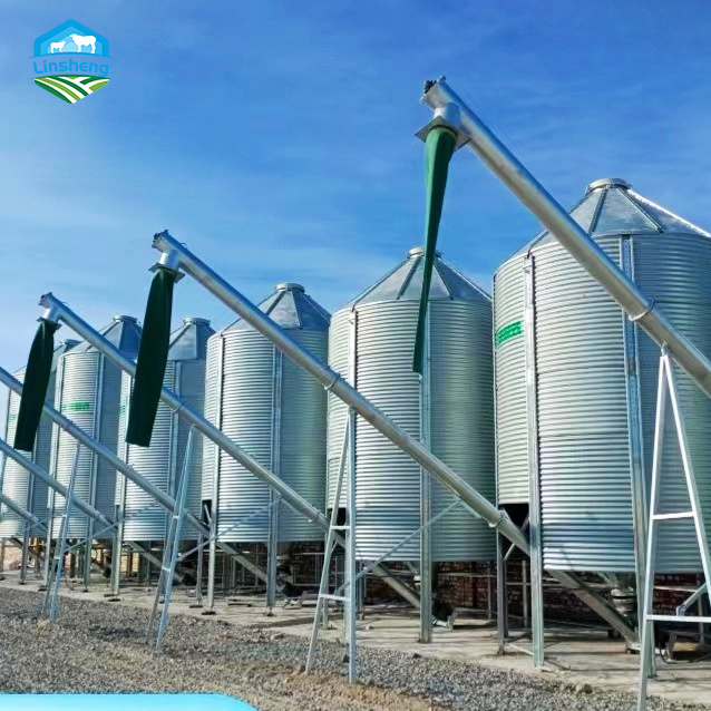 Farm feed tower Product Automation feed line 48 tons storage bin galvanized material tower China Steel Chicken Poultry Farm Silo