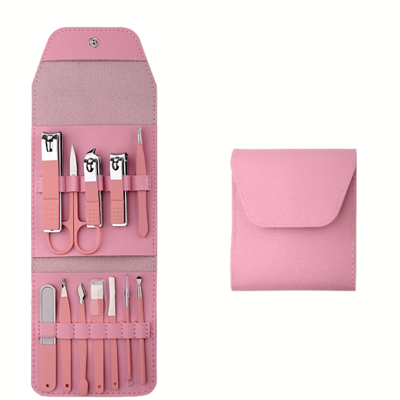 12pcs Stainless Steel With PU Package For Folding Nail Clipper Hot Selling Small Manicure Set Nail Cutter Set