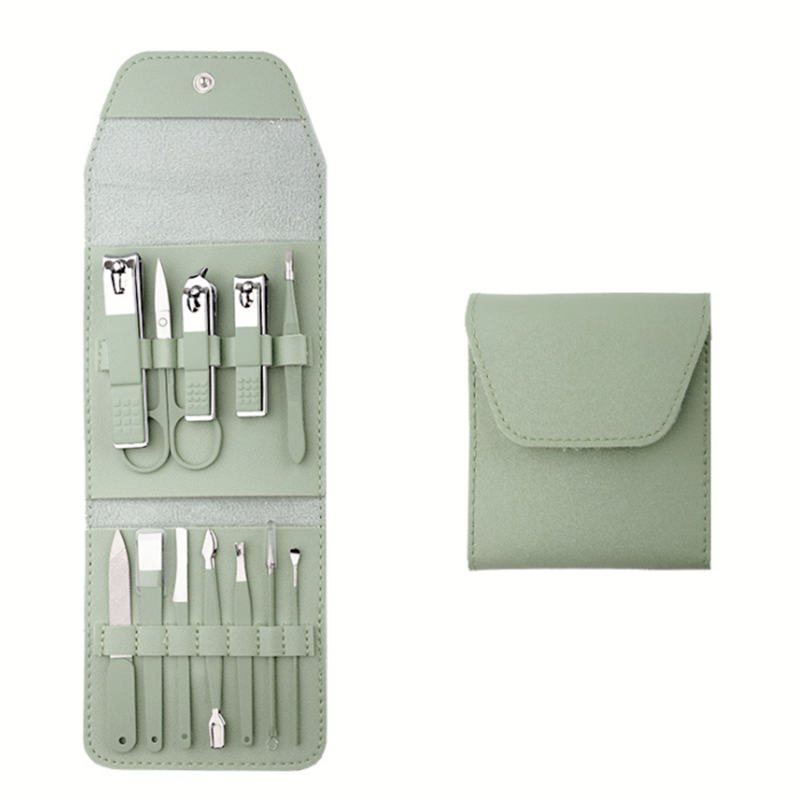 12pcs Stainless Steel With PU Package For Folding Nail Clipper Hot Selling Small Manicure Set Nail Cutter Set