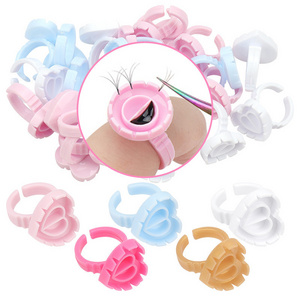 Heart Round Flower Shape Disposable Eyelash Extension Glue Rings Cup Tattoo Container Pigment Glue Rings Eyelash Holder