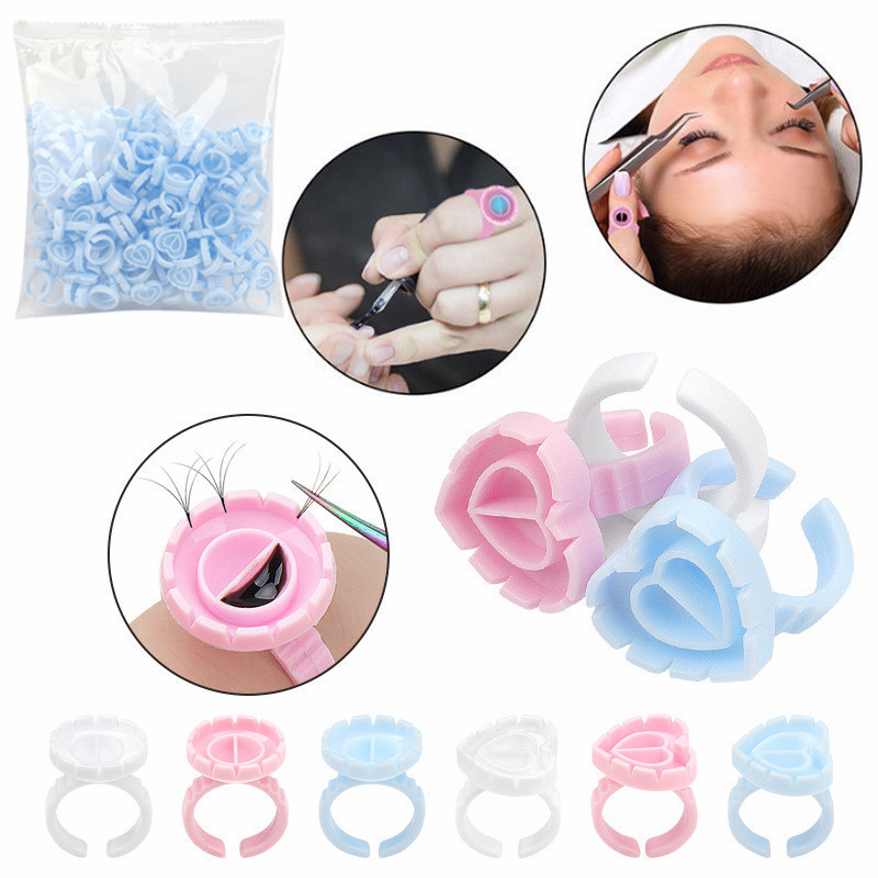 Heart Round Flower Shape Disposable Eyelash Extension Glue Rings Cup Tattoo Container Pigment Glue Rings Eyelash Holder