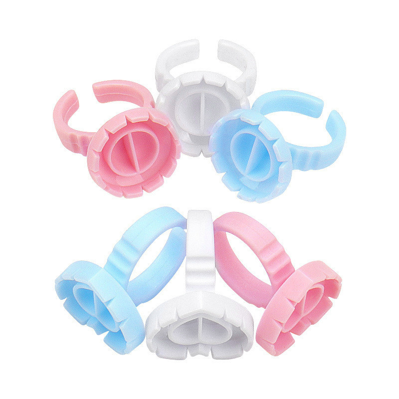 100pcs Disposable False Eyelash Glue Cup Ring Holder Container For Tattoo Pigment Eyelash Extension Tool