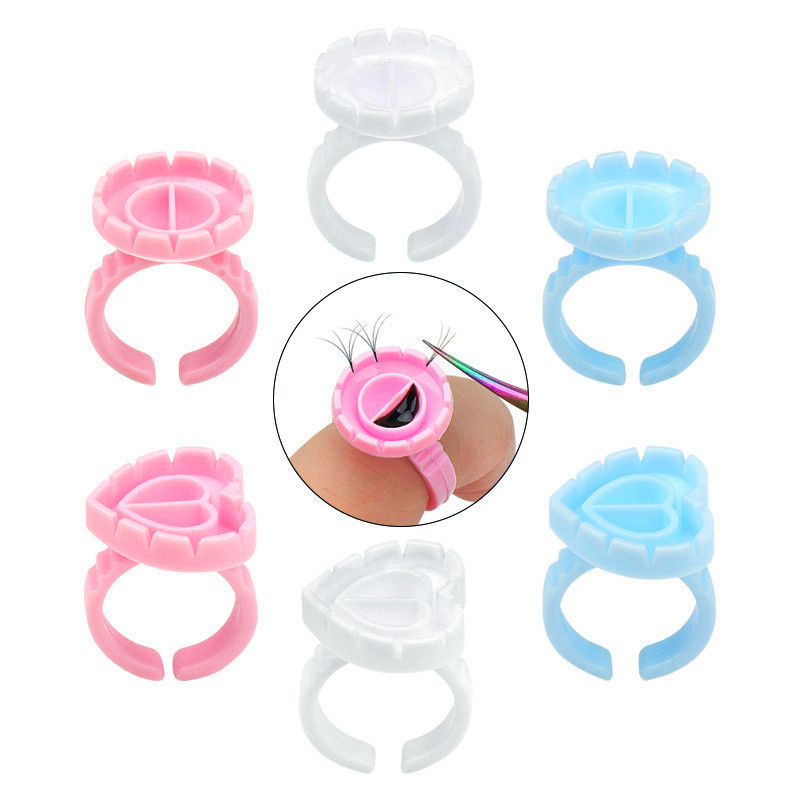 Makeup Supplies Tools 100Pcs Disposable Glue Rings Eyelash Extension Glue Holder Glue Cups Eyelash