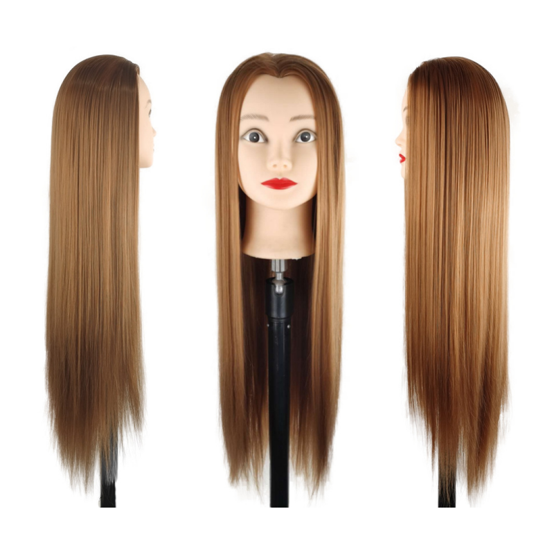 Mannequin Head Female Wig Black Brown Synthetic Hair Manikin Head Hairdresser Wig Practice Model Head