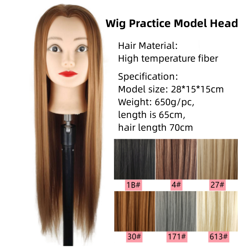 Mannequin Head Female Wig Black Brown Synthetic Hair Manikin Head Hairdresser Wig Practice Model Head