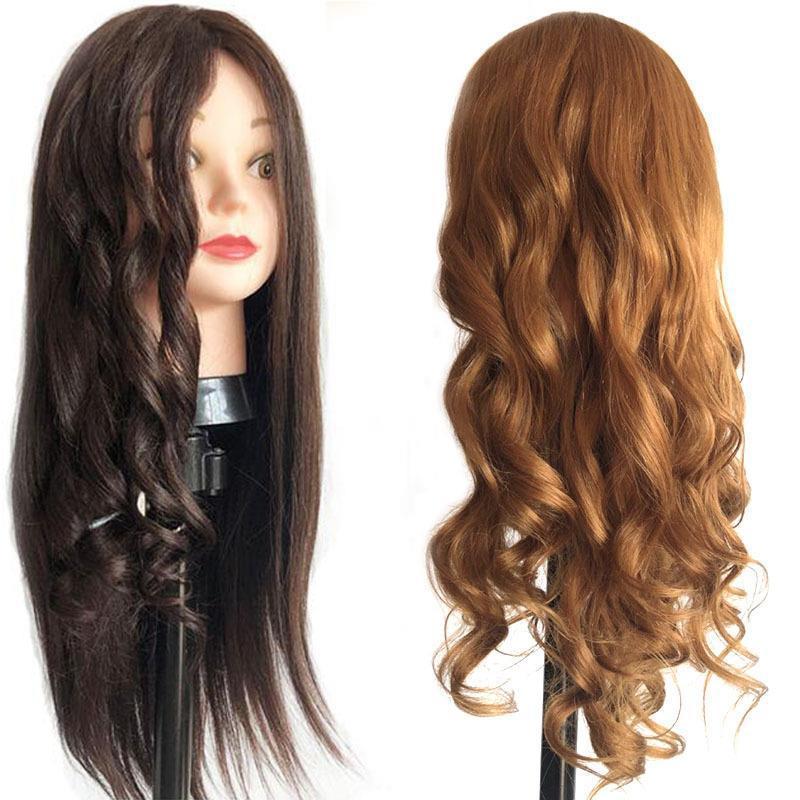 Mannequin Head Female Wig Black Brown Synthetic Hair Manikin Head Hairdresser Wig Practice Model Head