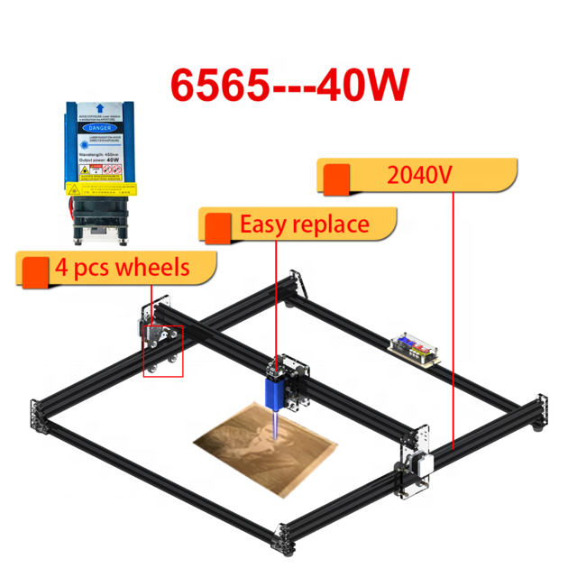 65x65cm 500mw-40w DIY Desktop Automatic CNC Wood Router Laser Cutter Engraver Cutting Machine