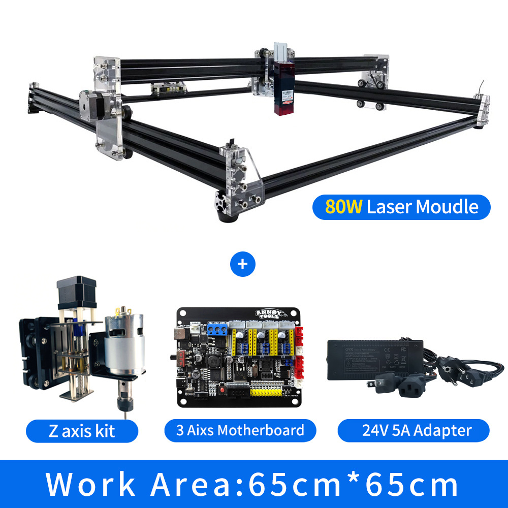 DIY CNC Router Laser Cutter With 40w/80w Laser Engraving Machine  For Plywood and Cardboard Cutting