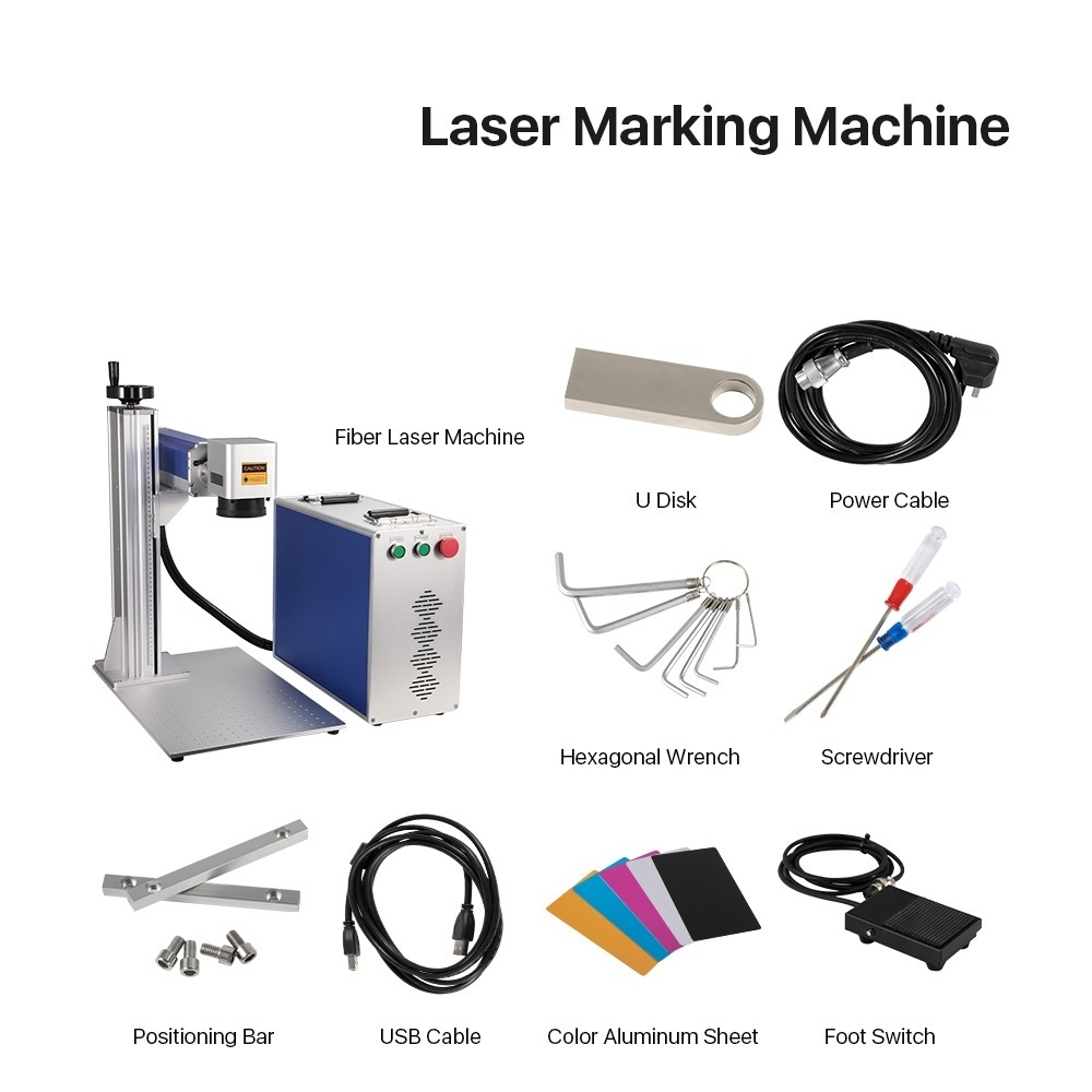 Fiber Laser engraving machine with Raycus 30W laser for metal plate