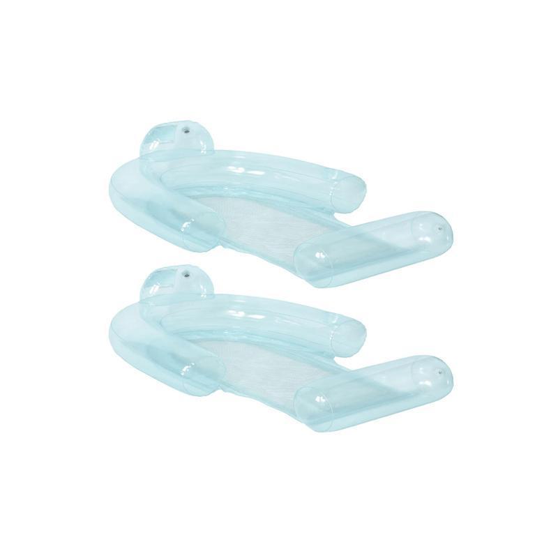 Inflatable Blue Pool Float Mattress Transparent Clear Aqua Mesh Chair Lounger Inflatable Swimming Water Float Pool Hammock,