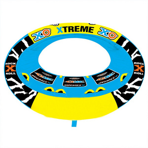 Manufacturer custom inflatable towable tube boat 2 people 3 4 people water tug ring with canopy towing sofa motorboat