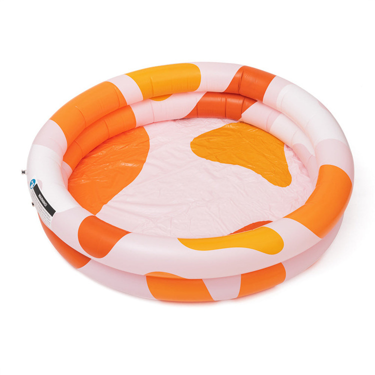 Swimming Pool with Orange Tree Inflatable Baby Pool Summer Wave Pattern for Beach Lake and More