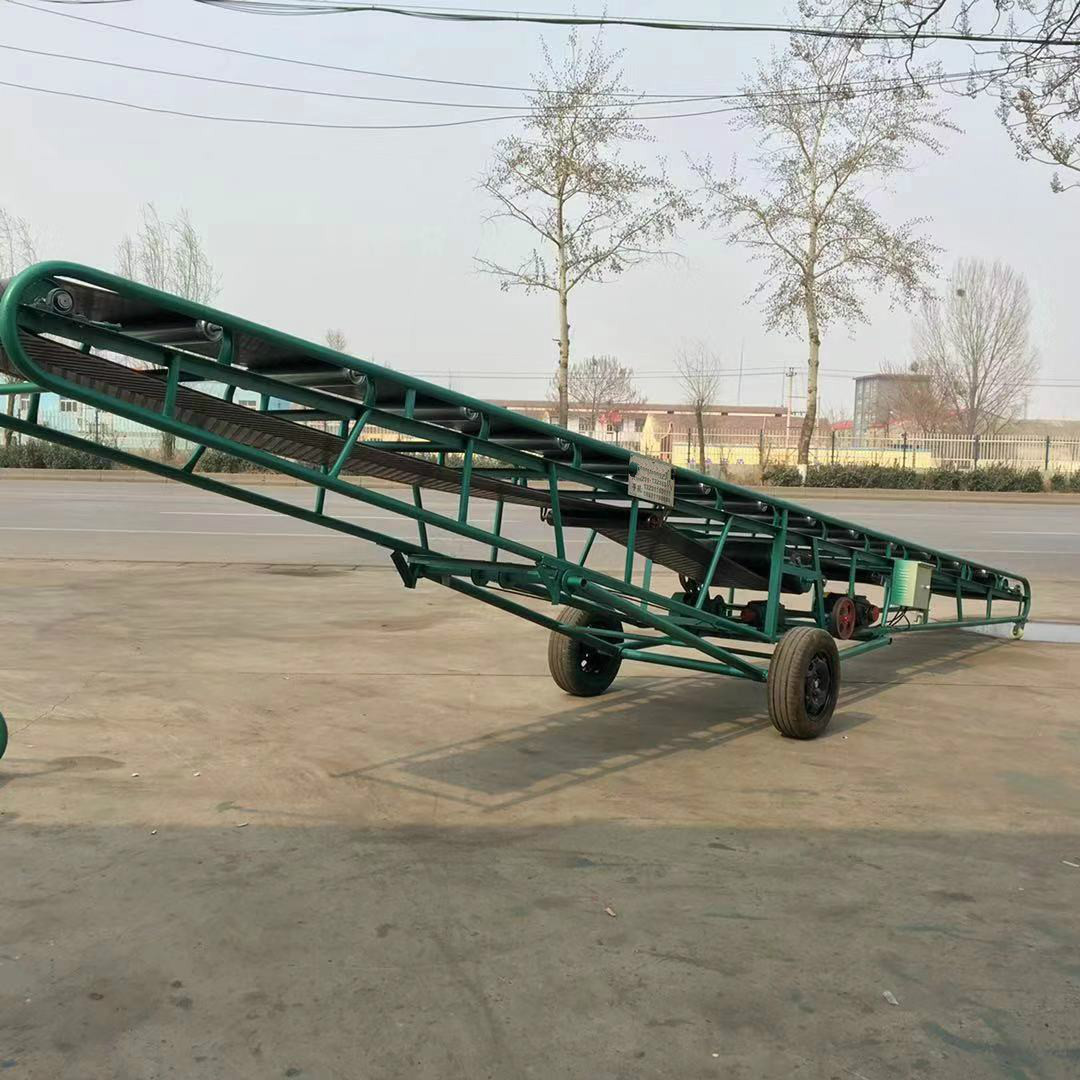 Small  portable mobile hopper rubber belt conveyer system machine equipment price for grain firewood ore container loading