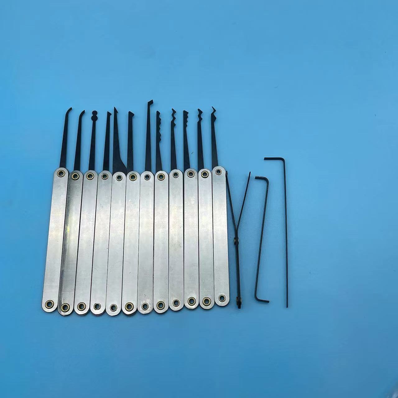 Transparent practice lock picking tools hardened stainless steel 15 pcs lock pick sets