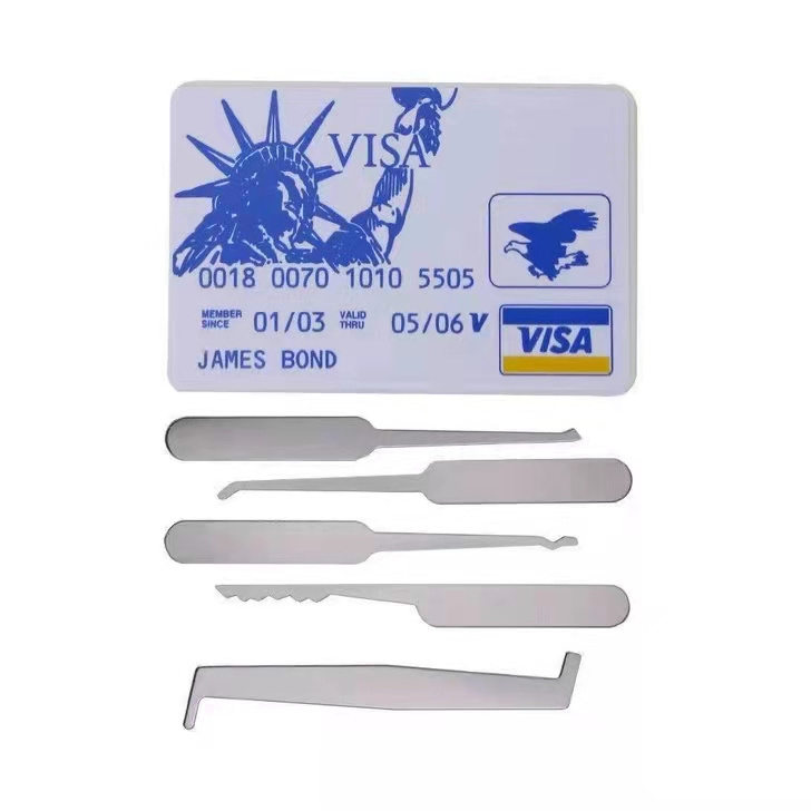 New product transparent padlock open training tools visa card pocket lock pick set