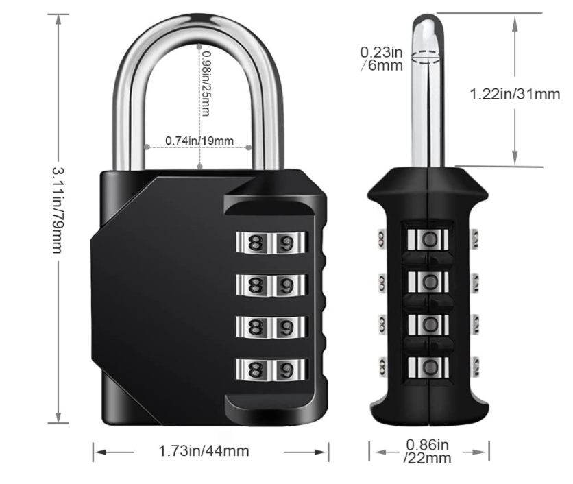 Red/black/blue/silver luggage gym lock 4 digit combination padlock