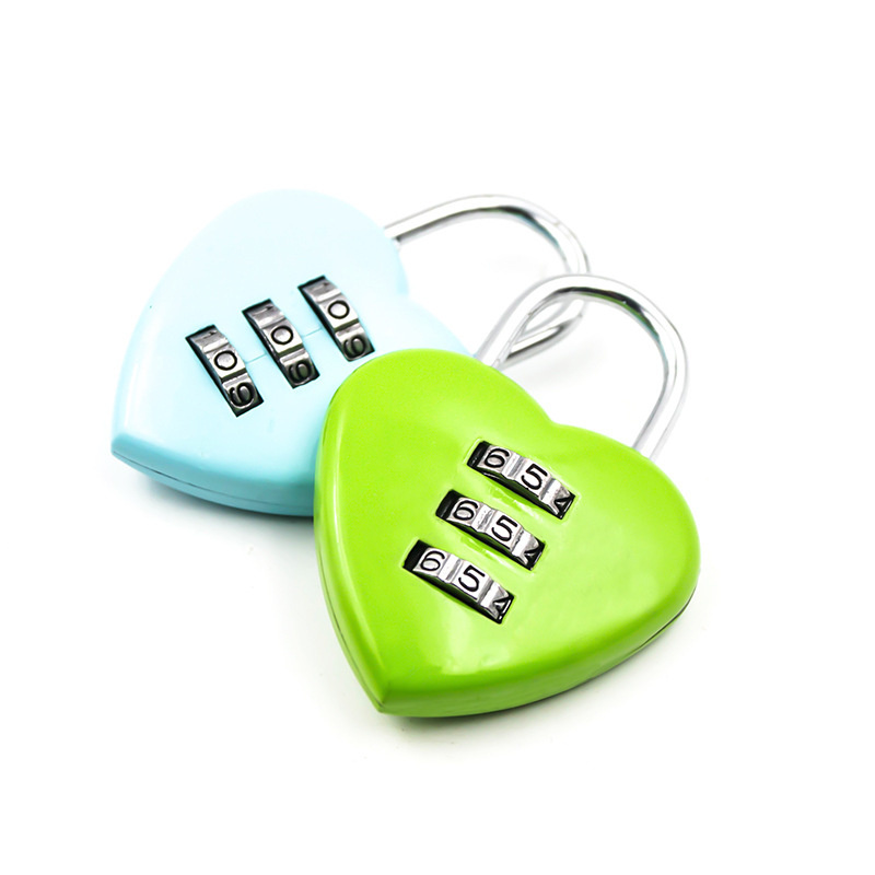 The best lock industry brand in China safety combination padlock luggage handbag heart shape lock