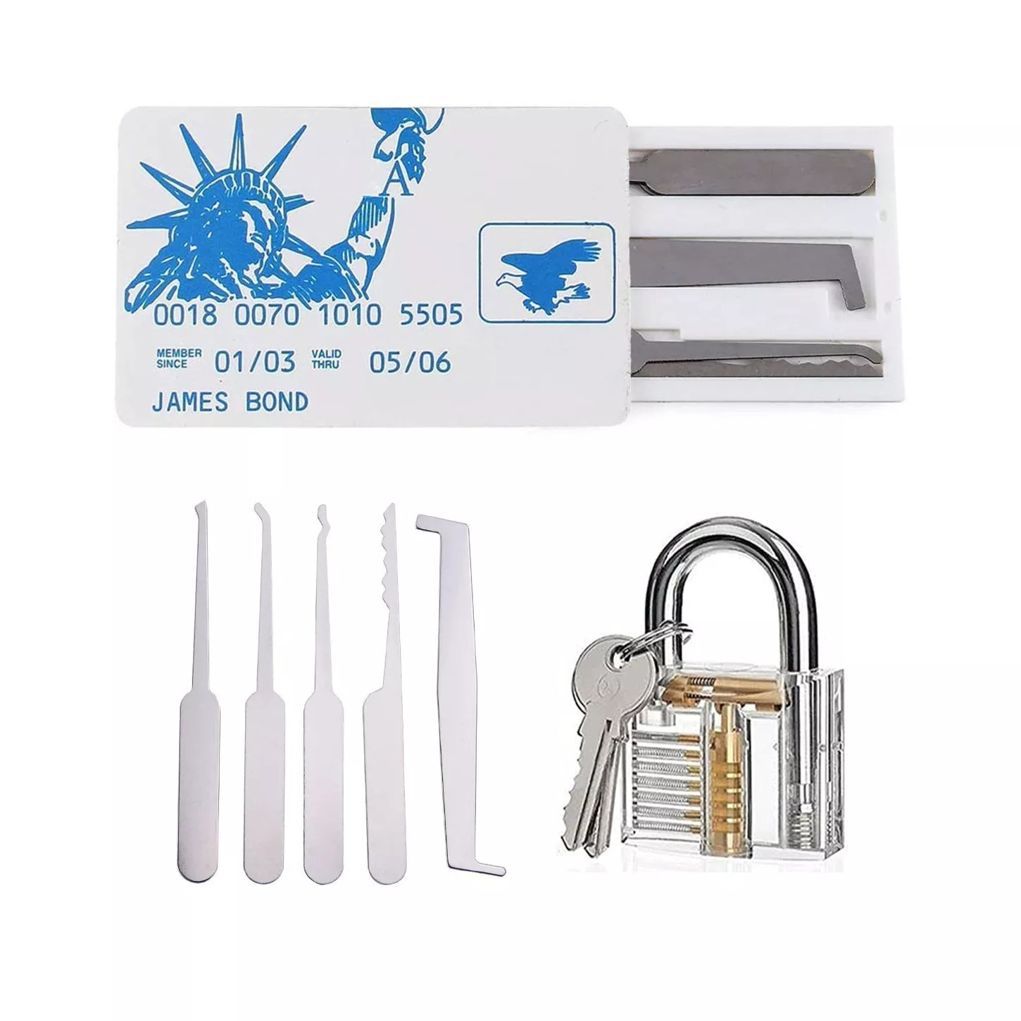 Lock Pick Set Pocket Clear Practice Opener Kit Locksmith Training Tool Hot Sale 5pcs