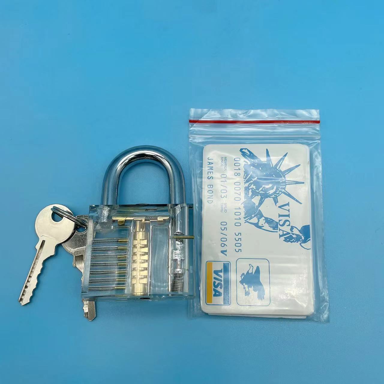 Cheap good quality training tools 5 pcs lock pick set with transparent padlock