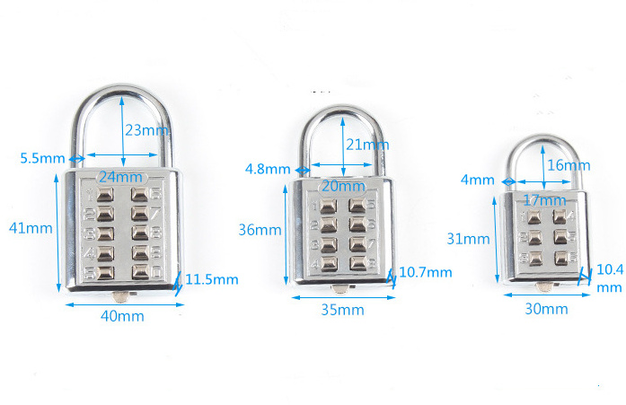 6/8/10 Blind Number Push Button Padlock Keypad Combination Padlock