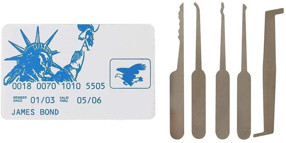 Locksmith Tools Visa James Bond Credit Card Pick Set 5 Pcs Multi Hook Lock Pick Tools