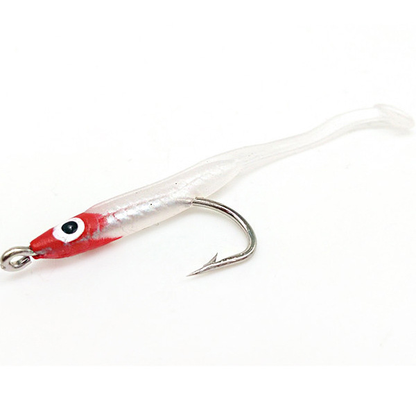 Wholesale  sea fishing 70mm 1g T tail Soft Fishing Eel Lure with hooks 10pcs/bag