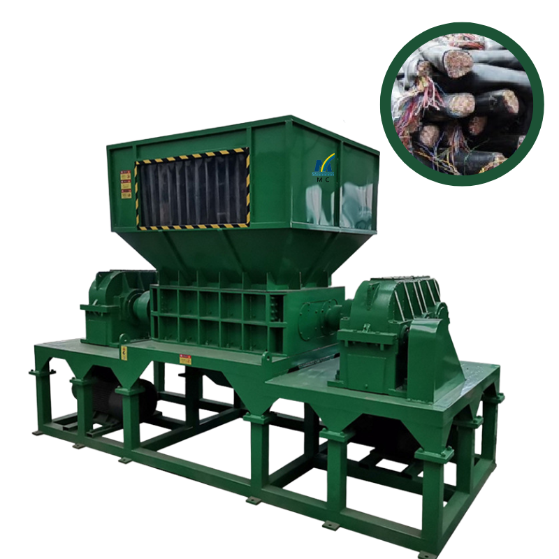 Double shaft waste car tyre recycling machine metal scrap crushing machine rubber tire waste plastic bottle shredder machine