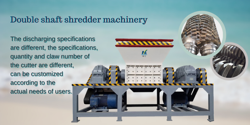 Double shaft waste car tyre recycling machine metal scrap crushing machine rubber tire waste plastic bottle shredder machine