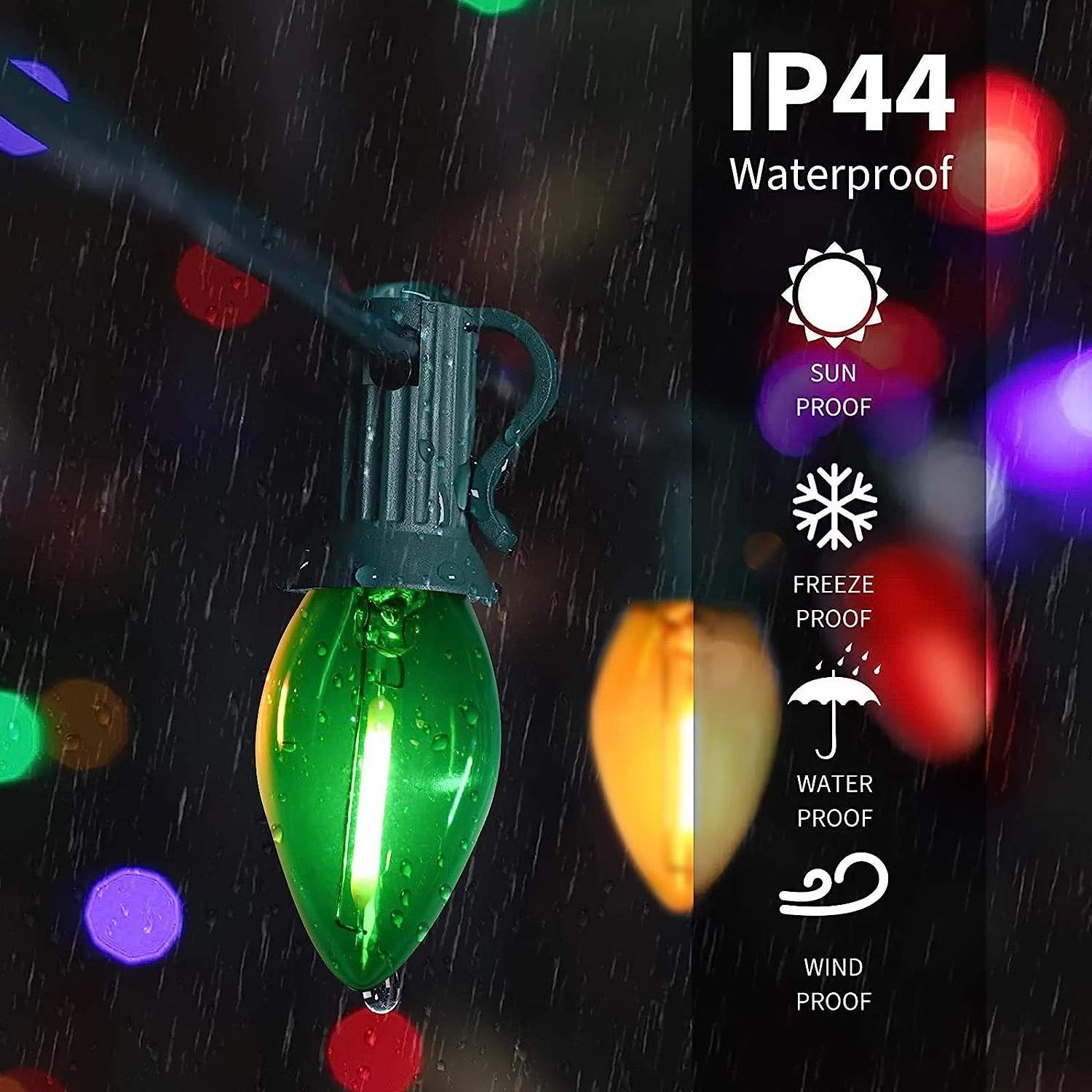 C7 LED Multicolor Christmas Lights Green LED Replacement Light filament Bulbs for String Lights