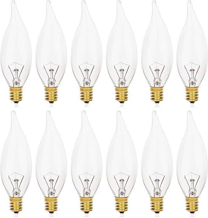 Incandescent C32 E12 Flame Tip Clear Decorative Incandescent Light Bulbs 120V dimmable lamp