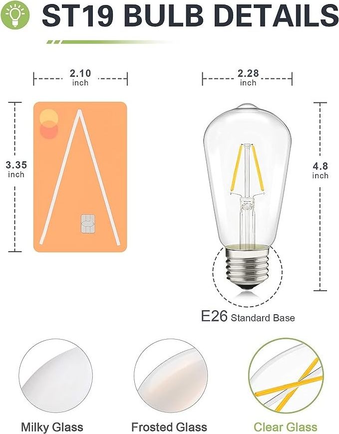 ST58 Edison bulb for restaurant bar home 2w 4w 6w led bulb edison Filament indoor decorative light bulb