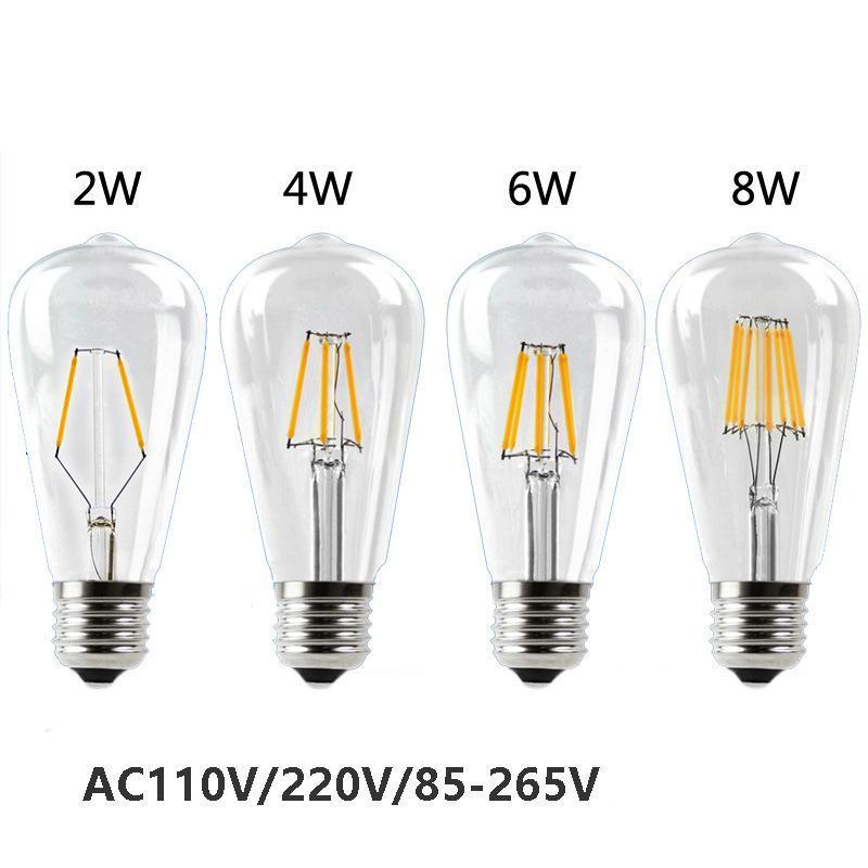 Vintage Edison 110v/220v glass shell led filament bulbs st64 led bulb