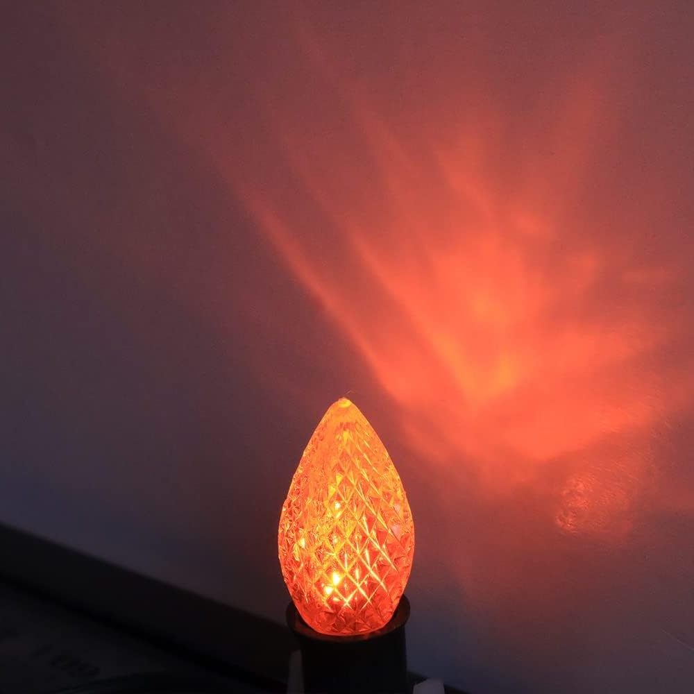 C9 Christmas Light filament Bulbs, Faceted E17  LED Strawberry Bulbs Shatterproof Orange