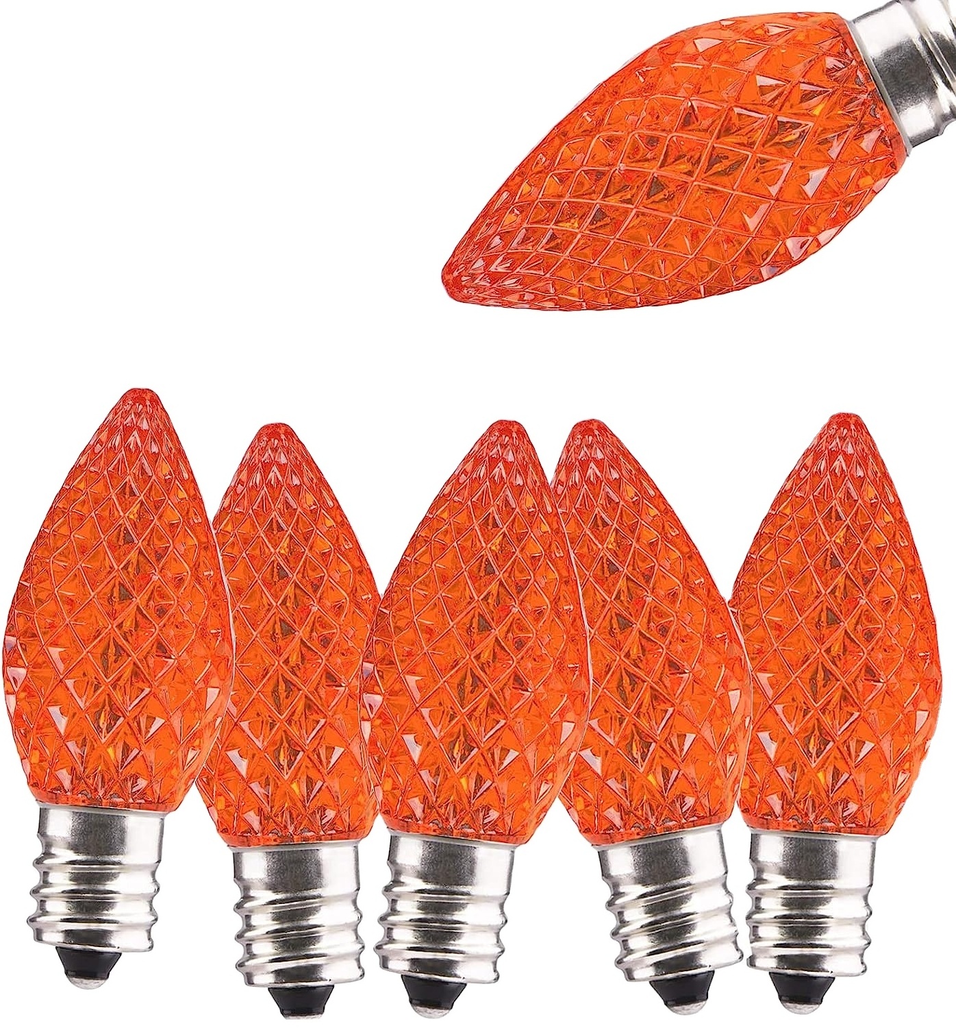 C9 Christmas Light filament Bulbs, Faceted E17  LED Strawberry Bulbs Shatterproof Orange