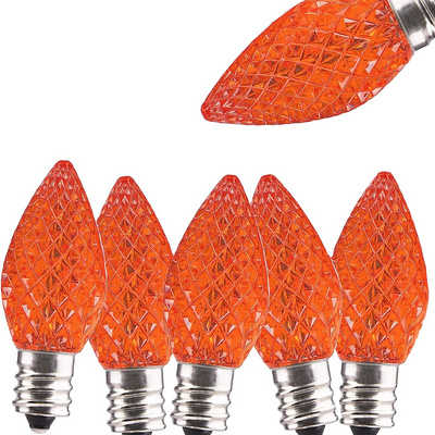 C9 Christmas Light filament Bulbs, Faceted E17  LED Strawberry Bulbs Shatterproof Orange