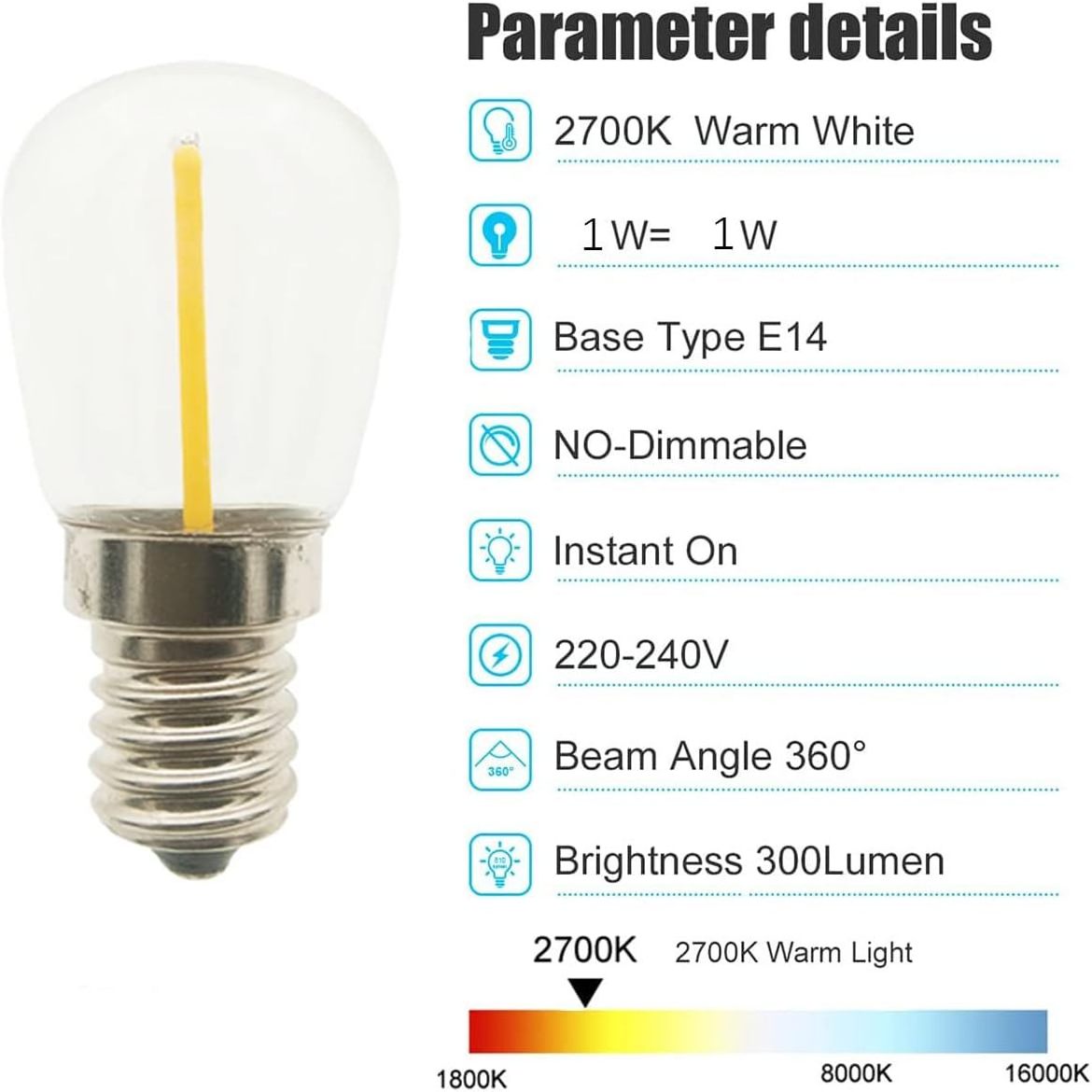 ST26 E14 LED Fridge Light Bulb 1W Fridge LED Light Bulbs Salt Lamp Bulbs for Microwave/Fridge/Oven/Sewing/Freezers