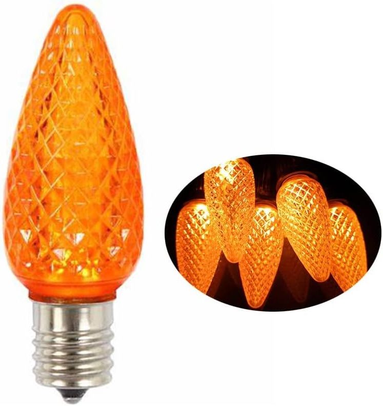 C9 Christmas Light filament Bulbs, Faceted E17  LED Strawberry Bulbs Shatterproof Orange