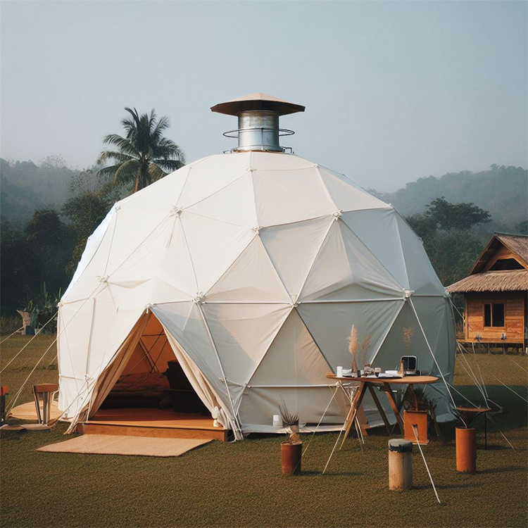 Custom Outdoor Geodesic Dome Camping Tents Camps Geodome Hotel Prefab Pvc Dome House Glamping Tents With Bathroom