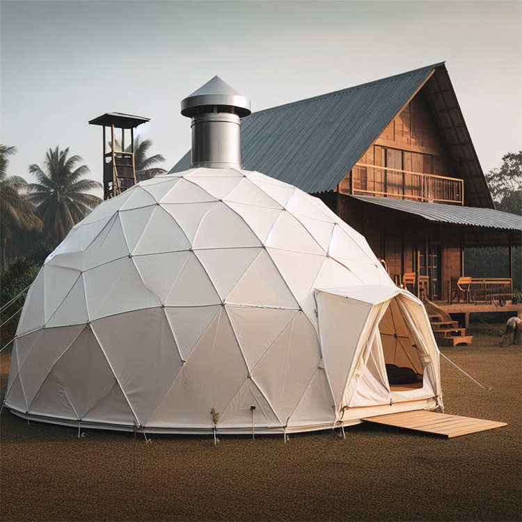 Custom Outdoor Geodesic Dome Camping Tents Camps Geodome Hotel Prefab Pvc Dome House Glamping Tents With Bathroom