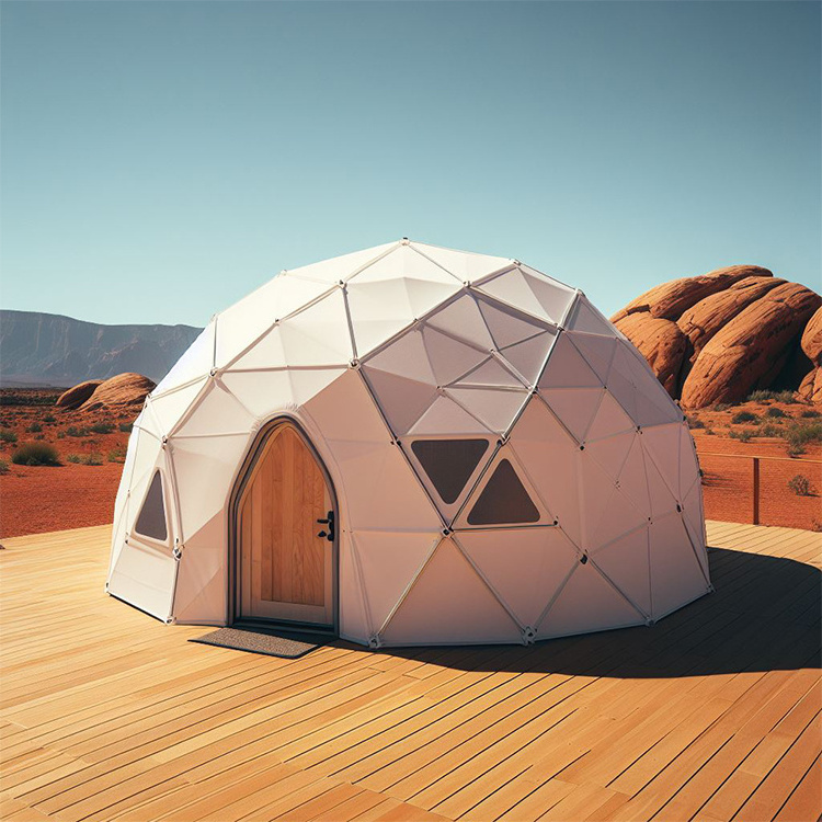 Custom Outdoor Geodesic Dome Camping Tents Camps Geodome Hotel Prefab Pvc Dome House Glamping Tents With Bathroom