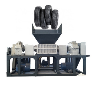 metal plastic crusher double shaft pet bottle grinding multipurpose tire shredder tyre crushing machine